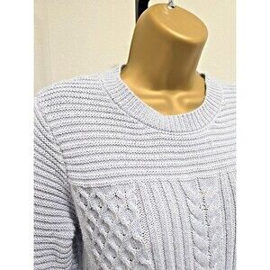 Banana Republic Oversized Fisherman Mohair Wool Blend Blue Cable Knit Sweater XS